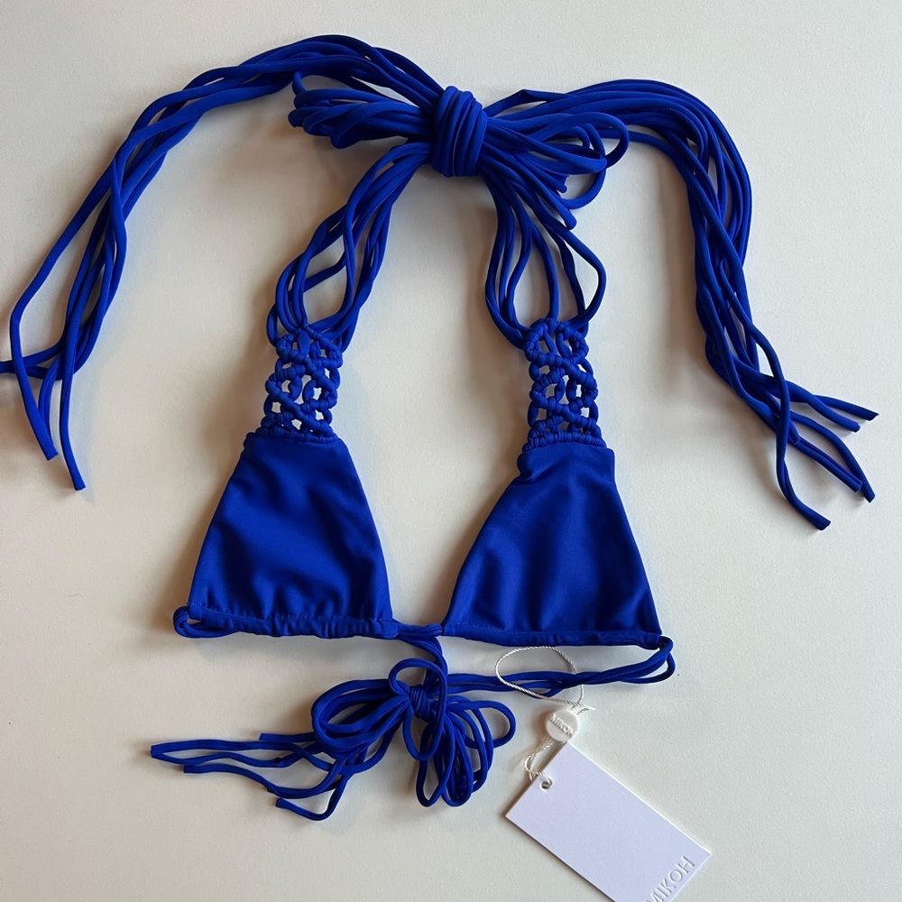MIKOH MINI Kaya Woven Detailed Triangle Top in Electric Eel NWT